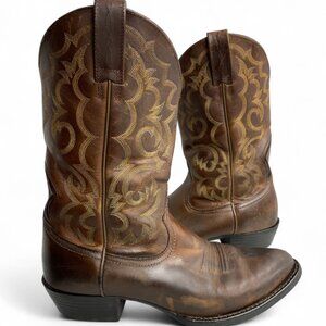 Ariat Leather Brown Embroidered Western Biker Cowboy Boots Men's 10.5 D